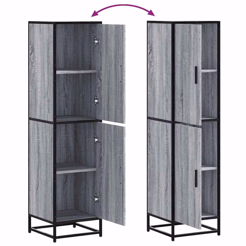 Berkfield Home Grey Sonoma Highboard in Engineered Wood and Metal, W/D/H: 35.5 x 35 x 139 cm – 3