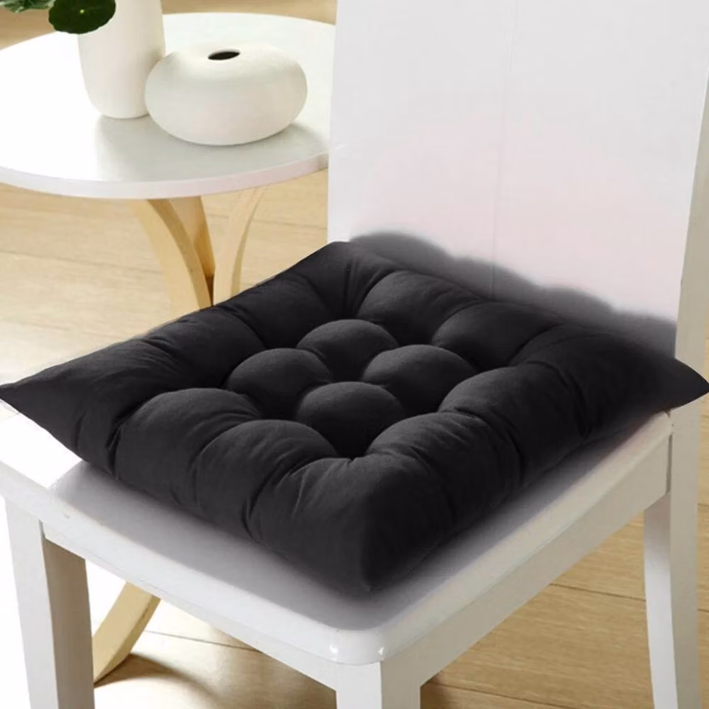 SPETLEK Set of 4 Black Square Chair Seat Pads for Garden, Dining and Patio Furniture – 3