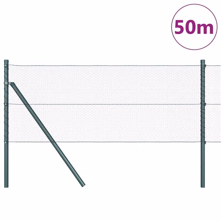 Berkfield Home Green PVC-Coated Steel Hexagon Fence, H: 0.8 m x W: 50 m