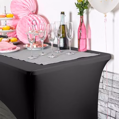 Harbour Housewares Rectangular Spandex Fitted Tablecloth in Black, 180 cm – 3