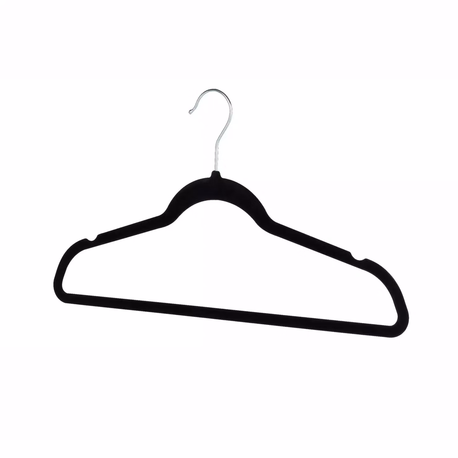 Simpa Heavy Duty Velvet Non-Slip Space Saving Clothes Hangers with 360 Degree Swivel Hook, 50 Pack, Black and Silver – 3