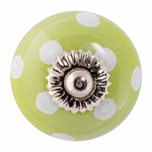 Nicola Spring Polished Ceramic Cabinet Knob in Green and White