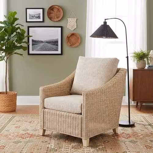 Desser Dijon Natural Rattan Armchair with Farrow Cushions in Beige and Brown – 2