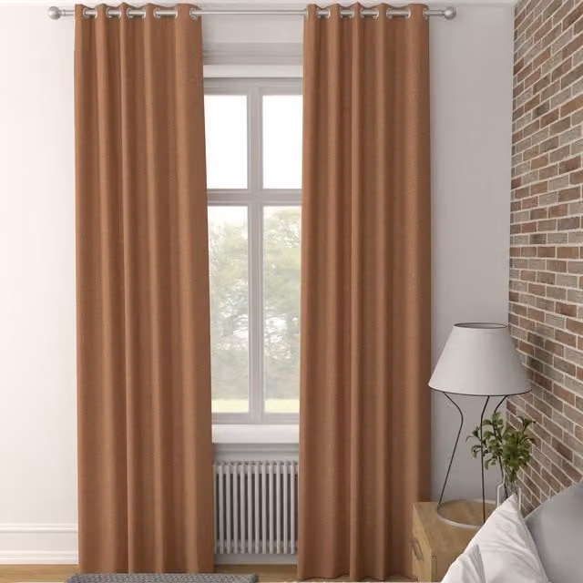 Terrys Willow Made to Measure Blackout Eyelet Curtain Panel in Rust Orange and Brown
