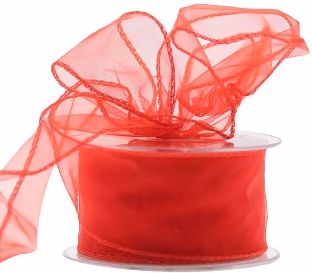 Kingsbury Gifts Red Wired Chiffon Organza Ribbon