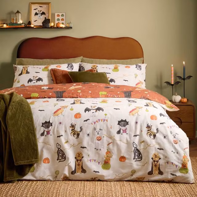 Riva Home Reversible Halloween Animal Graphic Duvet Cover Set, Multicolour, W/H: 200 x 200 cm