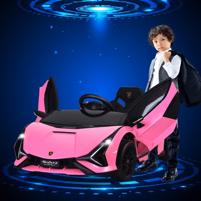 Costway Pink Lamborghini Kids Electric Ride on Car