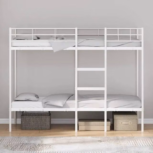 Berkfield Home Breathable Metal Bunk Bed in White, W/D/H: 80 x 200 cm