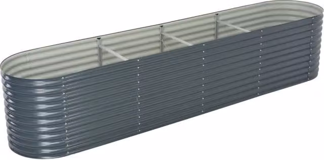 Berkfield Home Garden Galvanised Steel Raised Bed in Grey, W/D/H: 400 x 80 x 81 cm – 1
