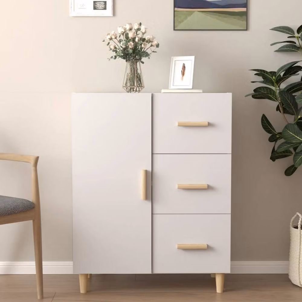 Berkfield Home White Matt Sideboard, W: 69.5 cm, D: 34 cm, H: 90 cm – 2