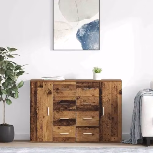 vidaXL CORONA Set of 2 Modern Sideboards in Old Wood Brown, W/D/H: 59 x 39 x 80 cm – 2