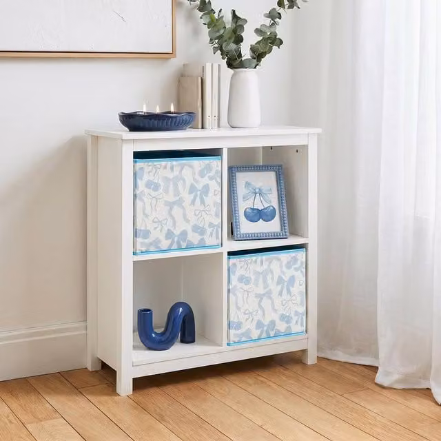 OHS 2 Pack Folding Fabric Storage Cube Organiser for Shoes or Toys in Blue