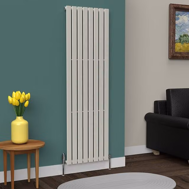 Lux Heat Flat Coloured Vertical Radiator in Stone White, H 180 cm x W 56 cm (Single)