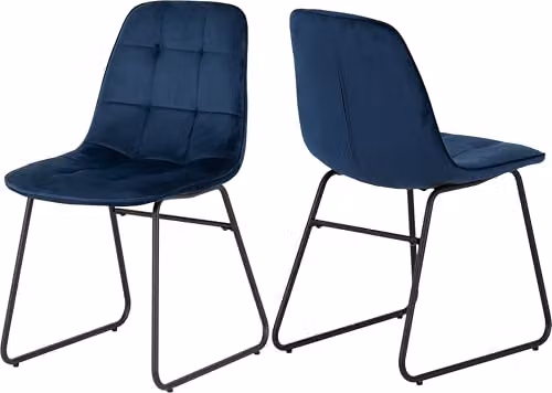 Seconique Marlow Dining Set with Lukas Chairs in Black Marble Effect and Blue – 4