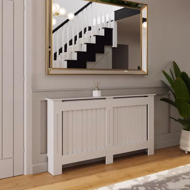 FWStyle White Vertical Slat MDF Radiator Cover