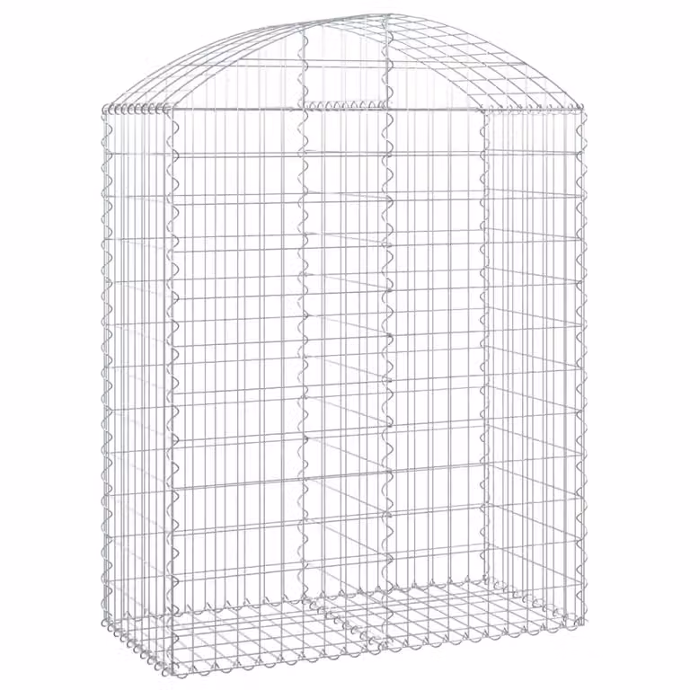 Berkfield Home Arched Gabion Basket in Silver Galvanised Steel, W: 100 cm, D: 50 cm, H: 120-140 cm