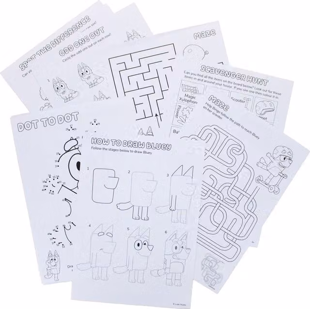 Bluey Creative Drawing and Colouring Activity Set in Blue and White