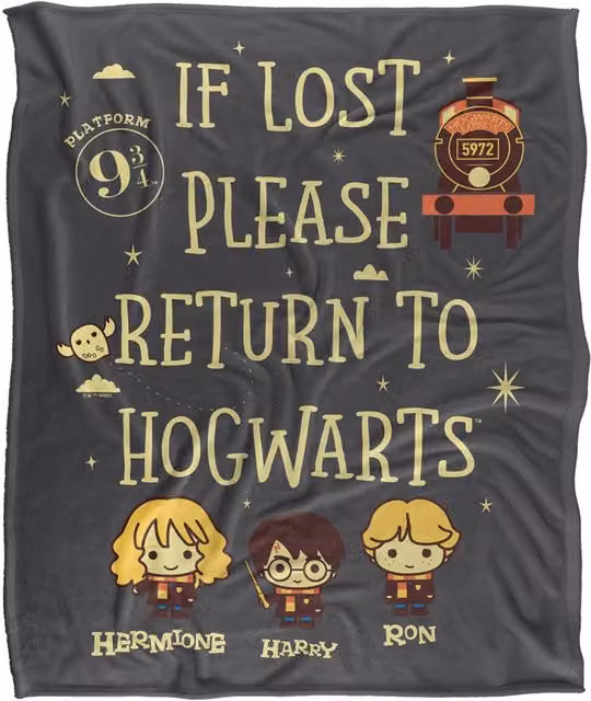 Warner Bros. Harry Potter Return To Hogwarts Super Soft Fleece Throw Blanket for Children, Multicolour – 6