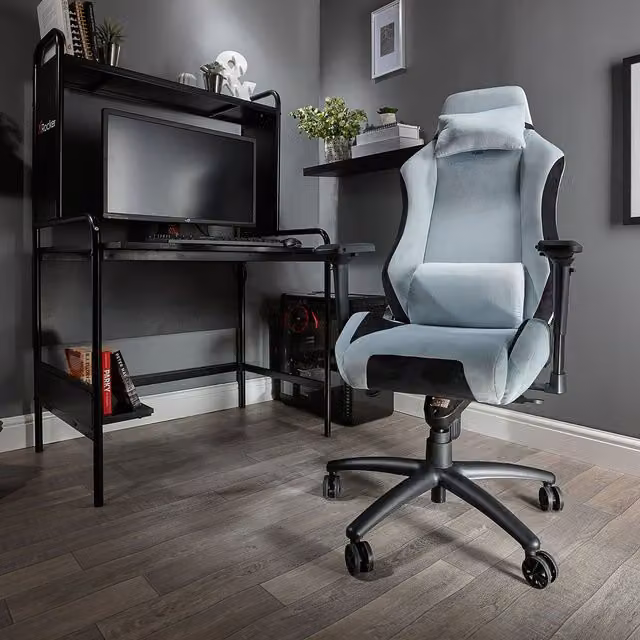 X Rocker Messina Silver Fabric Gaming Chair with Headrest and Armrests – 4