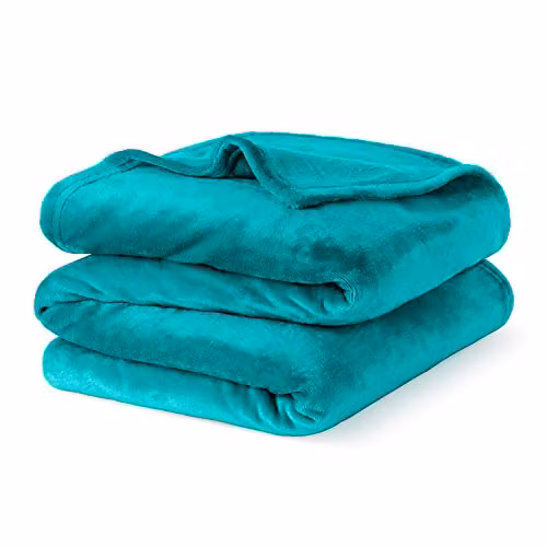 LIVIVO Fluffy Fleece Throw Blanket in Turquoise Blue, W/D/H: 150 x 150 x 200 cm – 4