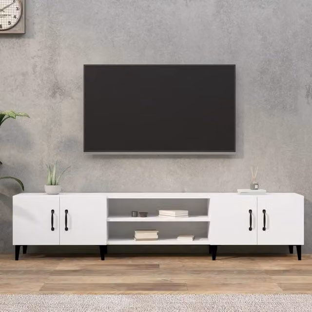 Berkfield Home Modern White TV Cabinet W/D/H: 180 x 31.5 x 40 cm