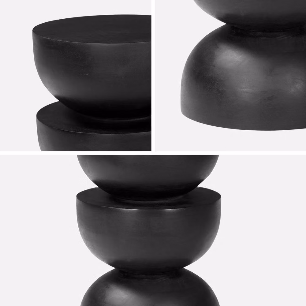 sweeek Minimalist Round Mango Wood Side Table in Black, W/D/H: 45 x 45 x 30 cm – 2