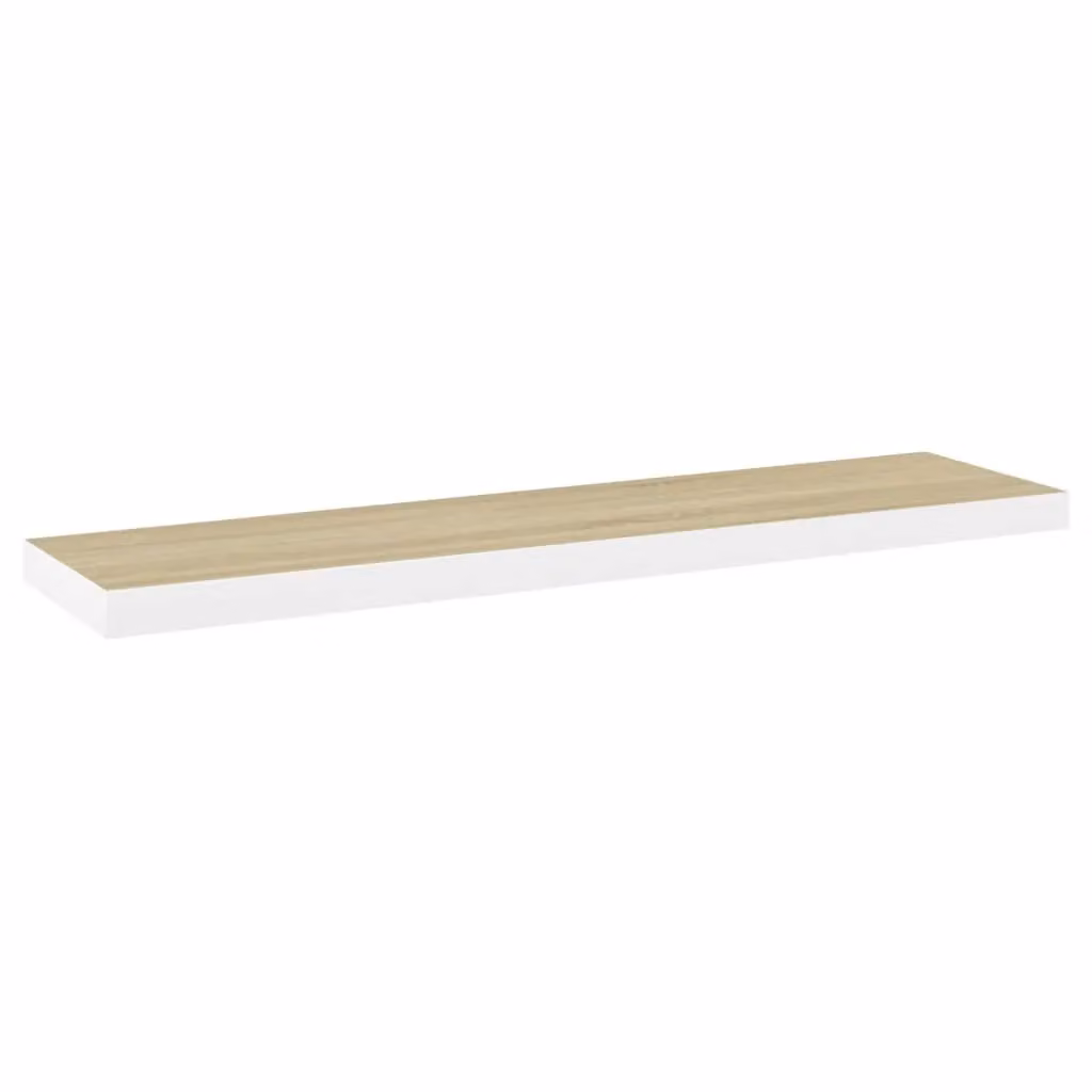 Berkfield Home Floating Wall Shelf in Oak and White, W/D/H: 90 x 23.5 x 3.8 cm – 2