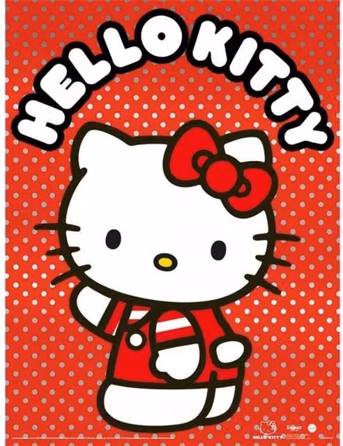 Hello Kitty Polka Dot Metallic Paper Poster in Red – 1