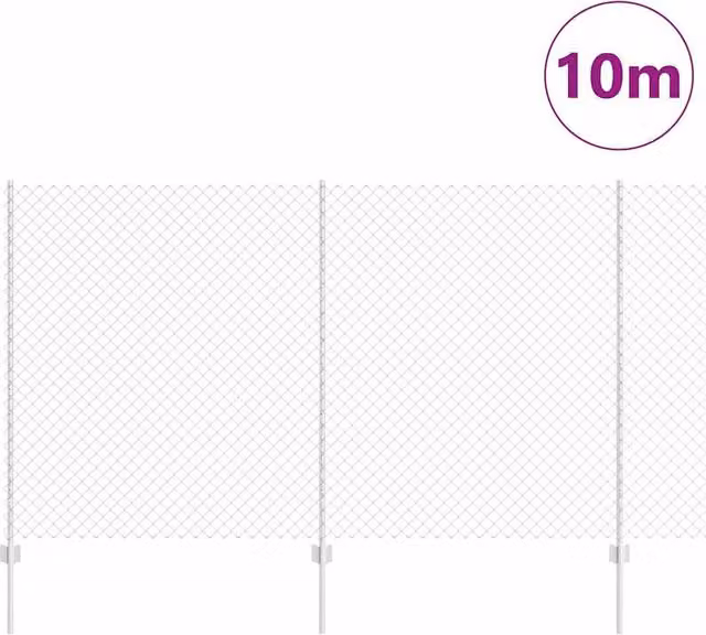 Berkfield Home Silver Steel Chain Link Fence with 20 U-Posts, W: 10 m, H: 1.4 m – 1