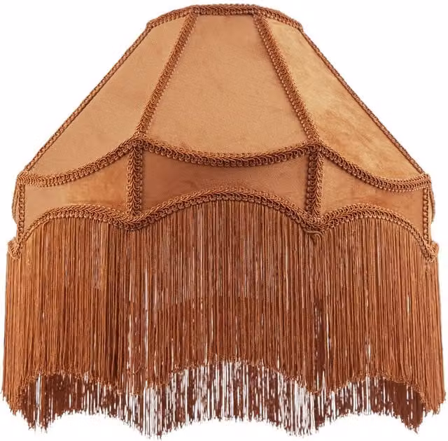 Happy Homewares Traditional Victorian Empire Soft Velvet Lamp Shade with Tassels in Mustard Yellow, Diameter: 40.64 cm