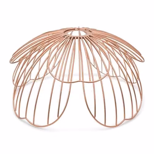 ValueLights Pink and Copper Metal Flower Easy Fit Ceiling Pendant Light Shade, Width: 32 cm