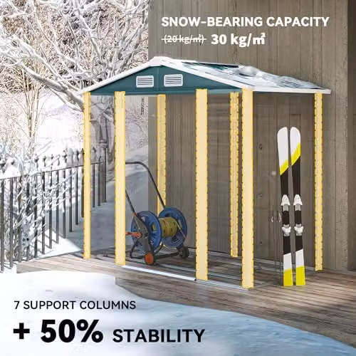 Outsunny Green Metal Garden Shed with Galvanised Steel Frame, Double Doors and Foundation Kit – 2