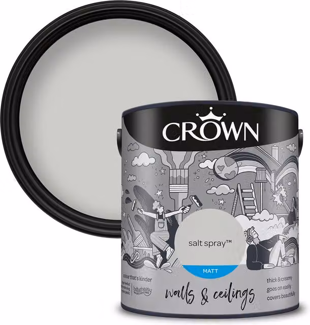 Crown Paints Matt Emulsion Dispersion in Salt Spray, 2.5 l