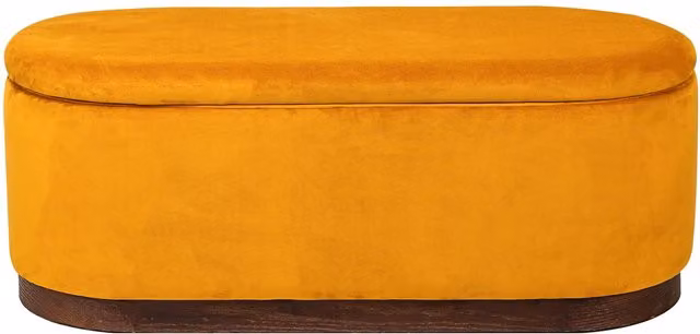 Nordlys Scandinavian Design Velvet Upholstered Storage Bench in Yellow