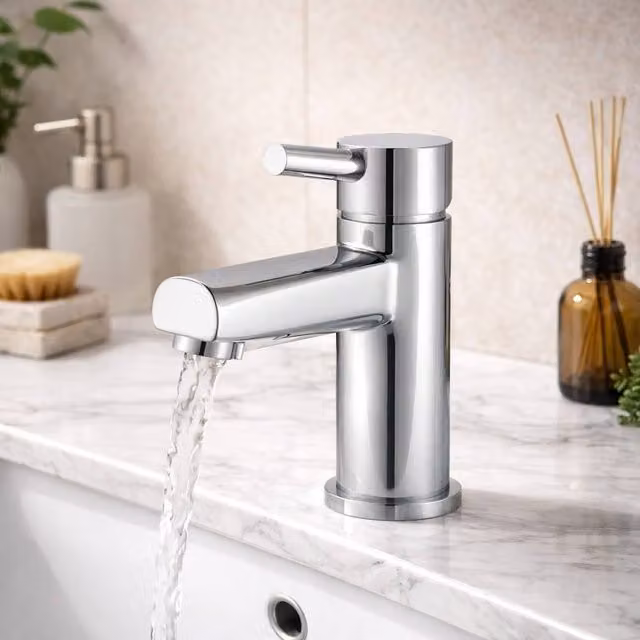 Bathroom Kingdom Premier Single Lever Chrome Basin Mixer Tap in Silver