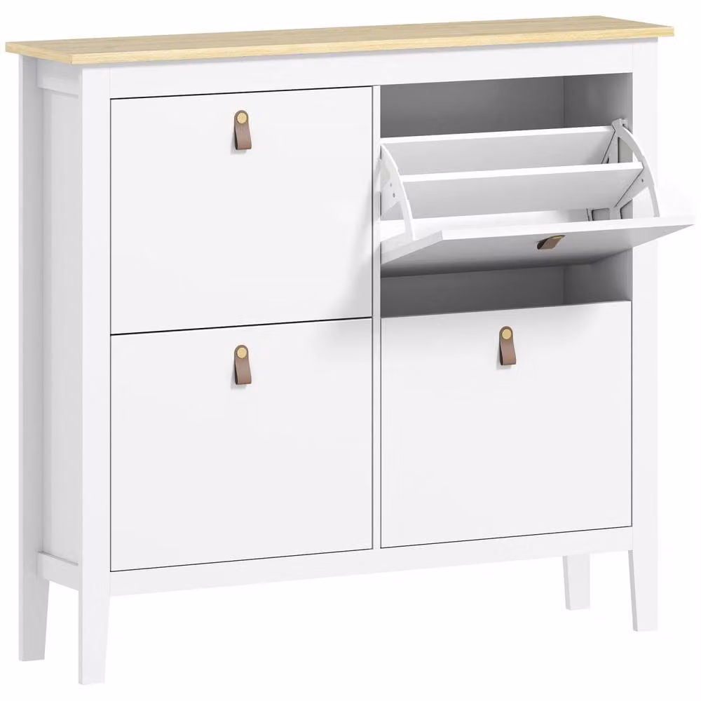 Wyld Haus Milese White Modern Wall Mounted Shoe Cabinet with Tilting Compartments – 2