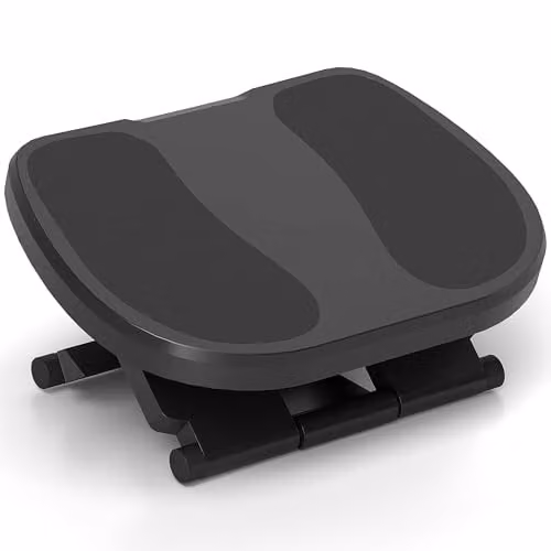 HOMCOM Adjustable Under-Desk Footrest with Tilt Function, Grey – 1