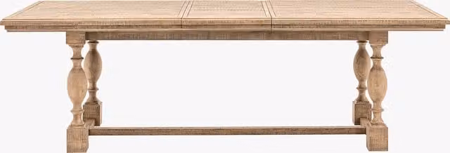 Perch & Parrow Heirloom Extendable Rectangular Trestle Dining Table in Brown Pine Wood