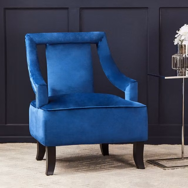 Orsina Faye Midnight Blue Velvet Tub Lounge Chair with Armrests