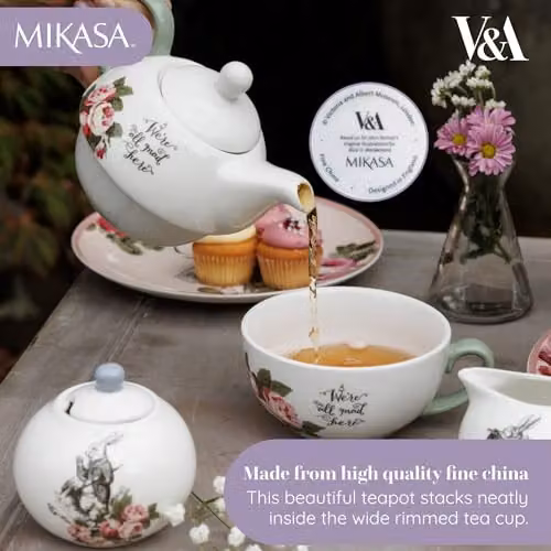 Mikasa Bone China Tea for One Teapot and Cup Set, White, 350ml – 3