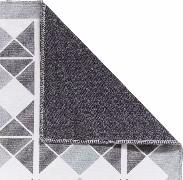 Terrys Grey Vintage Modern Rectangular Flat Weave Washable Kitchen Runner