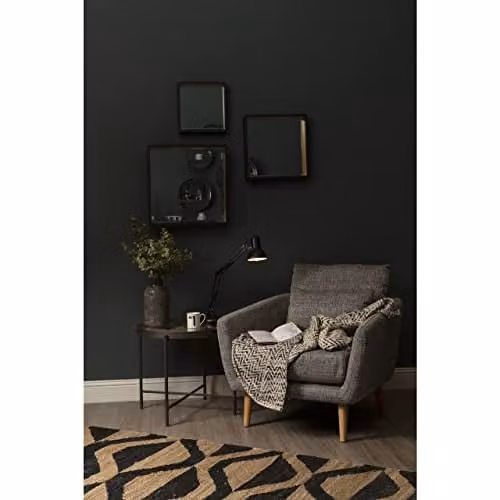 Premier Housewares Orsina Bisha Round Wall Mirror with Glass and Metal Frame in Black and Gold, W/D/H: 34 x 34 x 6 cm – 2
