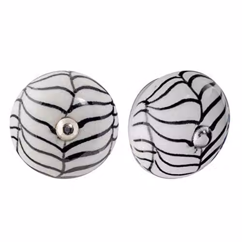 Nicola Spring Pack of 6 Polished Black and White Ceramic Cabinet Knobs