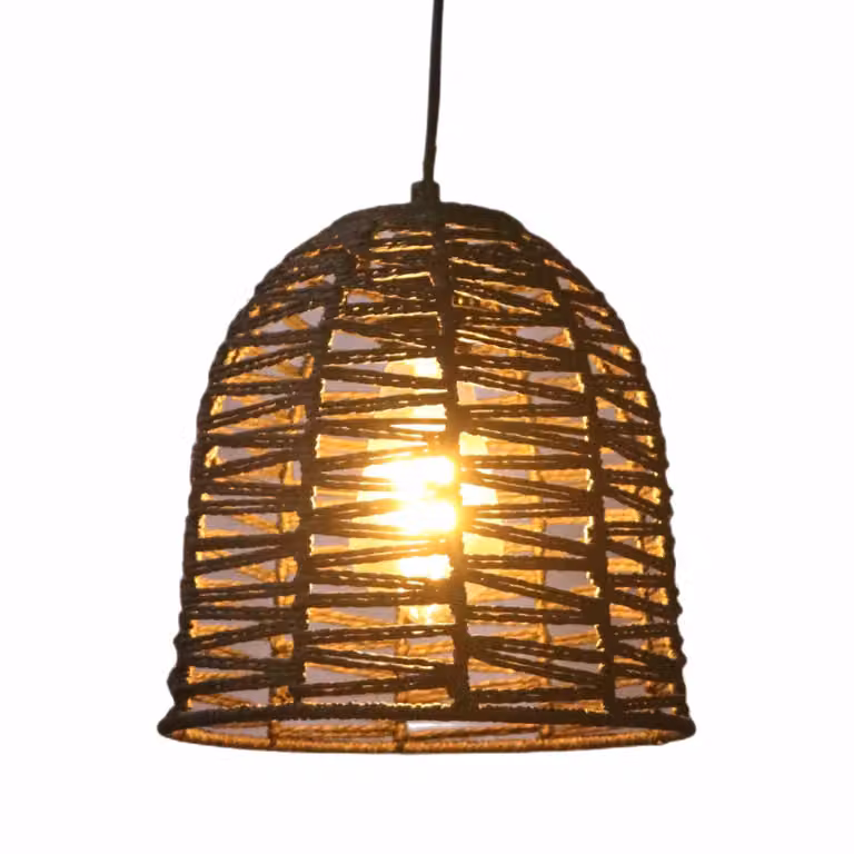 First Choice Lighting Kleo Round Boho Easy Fit Pendant Lightshade in Brown and Black