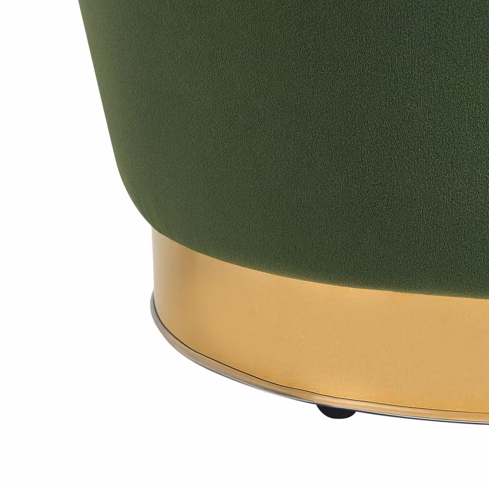 Wyld and Coco Green Velvet Round Tub Armchair with Gold Metal Base – 4