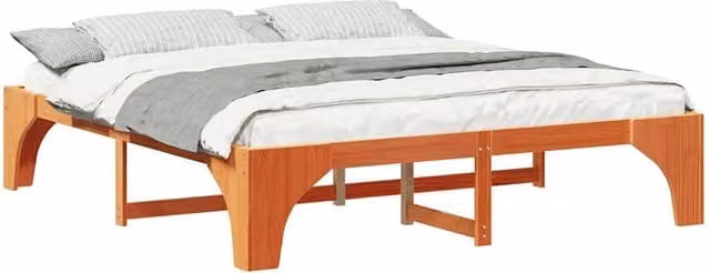 Berkfield Home Stylish Floor Bed Frame with Storage in Brown Solid Pine, 200 x 200 cm – 1