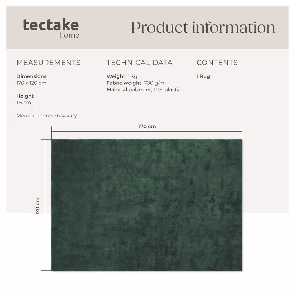 tectake Zonelle Modern Rectangular Rug, Green, W/D: 120 x 170 cm – 6