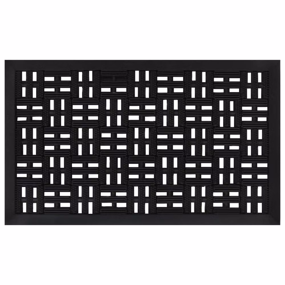 Berkfield Home Rectangular Rubber Door Mat, Black, W: 45 cm, L: 75 cm – 2
