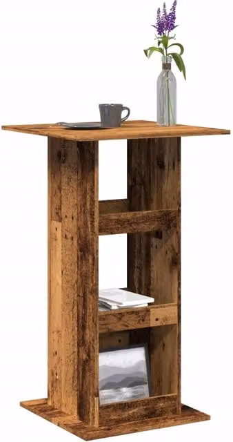 Berkfield Home Bar Table with Storage in Brown Old Wood, W/D/H: 60 x 60 x 102 cm – 1