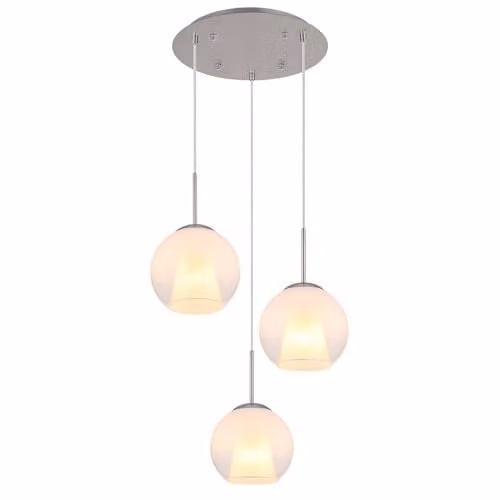 Globo Lighting Modern Chrome Pendant Light with Transparent Crystal Glass Sphere for Dining Rooms